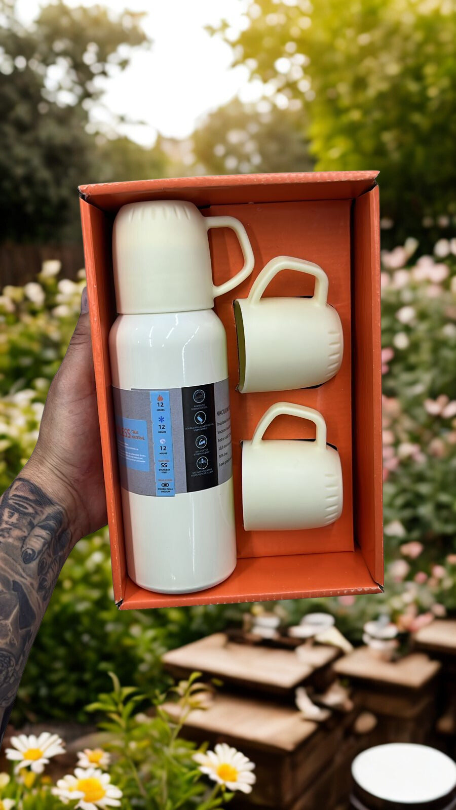 Termo Vacuum 500ml + 3 Tazas de regalo 🎁☕