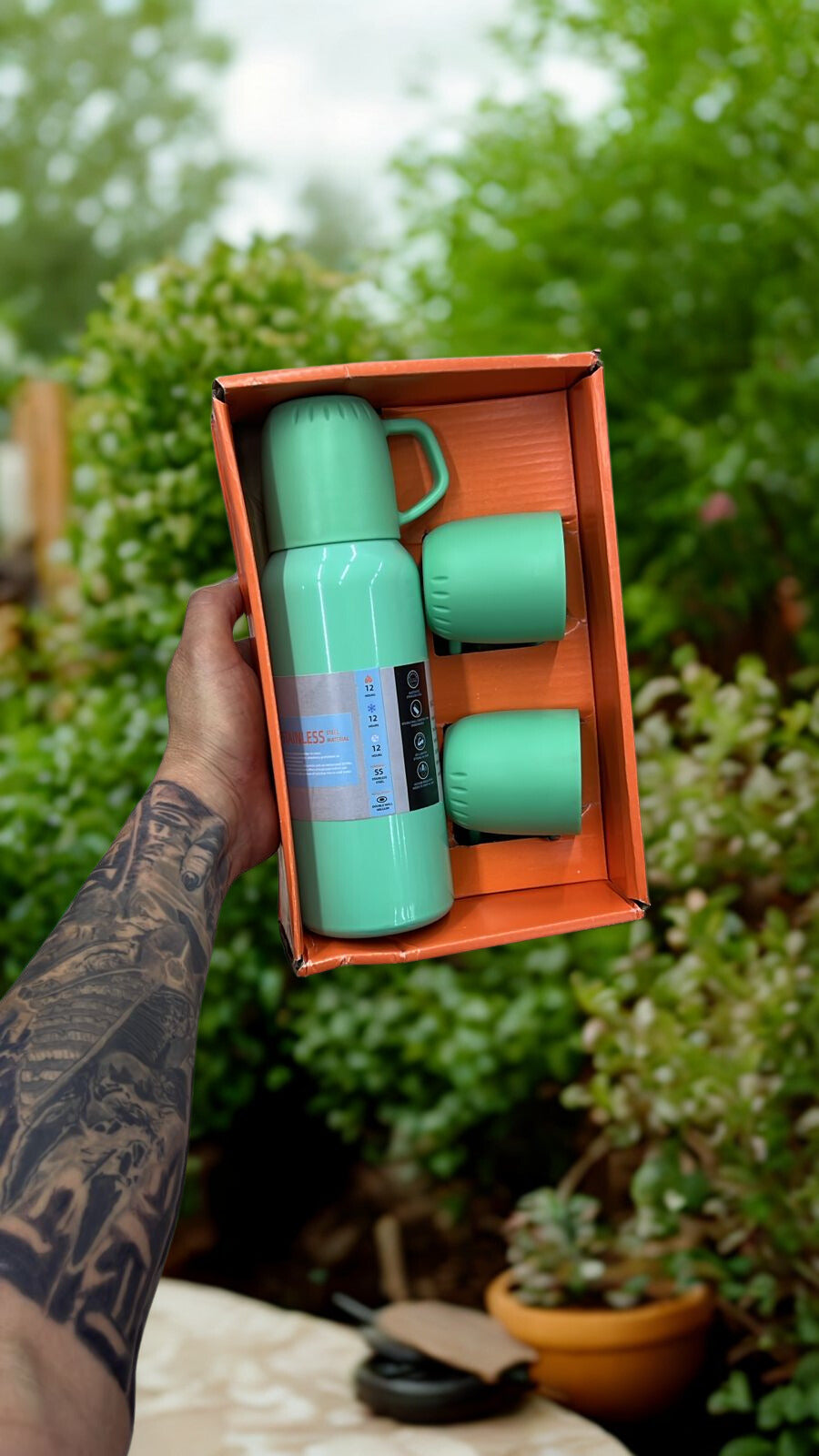 Termo Vacuum 500ml + 3 Tazas de regalo 🎁☕