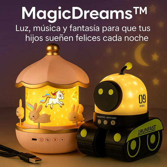 MagicDreams™: Proyector Musical con Carrusel de Conejitos 🐇 o Robot Futurista 🤖